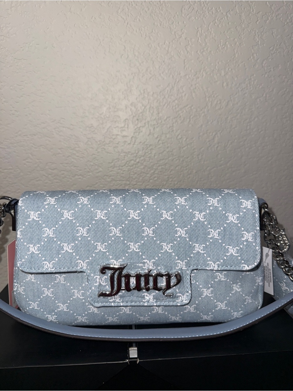 Juicy Couture Light Denim Signature Logo Crossbody